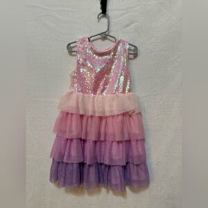Glittery Pink and Purple Layered Kids Dress